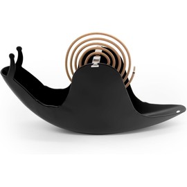 Mosquito Coil Holder, Snail Design, 6.8 Inch Incense Burner, Black, for Indoor Outdoor Use