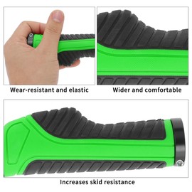 BULLSPANN 1 Pair Bicycle Handlebar Grips, Non-Slip Ergonomic Design Bicycle Grips, Handlebar Grips with Aluminium Alloy Lock for E-Bike, Trekking, Bike, MTB, Green