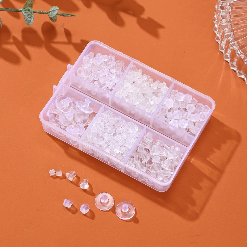 Nkwuire 6 Styles Silicone Earring Backs for Studs, 600 Pcs