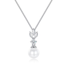 CERSLIMO Jewellery Set for Women - Pearl Pendant Necklace | White Gold Plated Jewelry Womans Gift Sets for Wedding Party