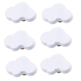 6Pcs Cloud Shape Soft Rubber Knobs Furniture Knobs Cabinet Handle Pulls Door Knobs Cabinet Knobs with Screws for Cabinets, Doors, Dresser, Kitchen, Closets Organizer Desk Box Bookcase, White