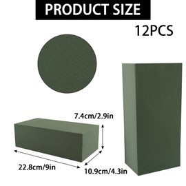 APACALI Pack of 12 Flower Arrangements 22.8 x 10.9 x 7.4 cm for Fresh Flowers, Green Floral Foam Wet Floral Foam, Floral Sponge for Crafts for Weddings and Birthdays