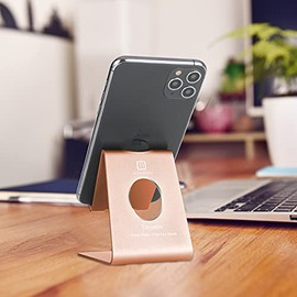Soporte para teléfono celular, soporte para teléfono de computadora, cuna, muelle, compatible con todos los teléfonos de 4 a 8 pulgadas, accesorios de oficina, cocina, viajes, T1, oro rosa