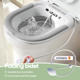 Sitz Bath, Unisex Sitz Bath for Toilet, Electric Sitz Bath for Hemorrhoids, Sitz Bath Soak Tub, Sitz Bath Postpartum Care, Home Use Portable for Easy Storage, Collapsible Storage, Wide Seat (Gray)