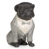 Moritz Decorative Figure Pug Dog in Grey Suit with Bow