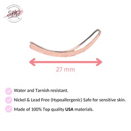 Pair of 14K Rose Gold Filled Hammered Ear Climber Earrings, Ear Crawlers, Long Curved Clip On Ear Pins