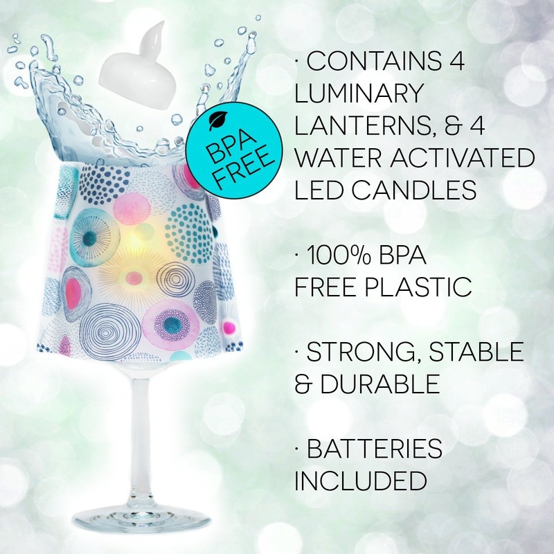 MODGY Frosted Wine Glass Shades-Includes Floating Candle with Batteries (Vero)