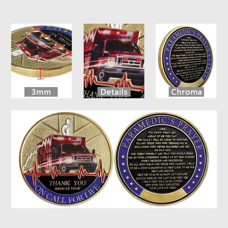 Paramedic's Prayer EMT EMS Challenge Coins Emergency Coin Paramedic Dispatcher