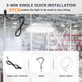 XYCN 4 Pack 250W UFO Led High Bay Light,120VAC,5000K Daylight Commercial Bay Lighting,IP66 Waterproof,41050LM,1150W MH/HPS with Plug Area Lighting for Warehouse/Shop/Workshop/Garage/Barn/Gym/Factory