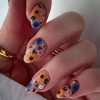 Press on Nails Almond Medium Fake Nails wite Floral Designs