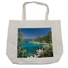 Ambesonne Lake Forest Shopping Bag, Lake Tahoe Shore Rocks Turquoise