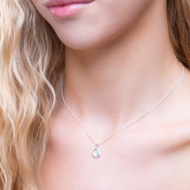 925 Sterling Silver and Blue Topaz Necklace, Birthstone Pendant, Bridesmaid Jewellery, Classic Teardrop Minimal Necklace