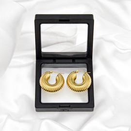 JUZICHEN Hoop Earrings Gold, Hypoallergenic Earrings Gold, Women's Earrings Gold, Hoop Earrings Gold, Earrings Gold Hoop Earrings, Gold-Plated Earrings, Dupes Jewellery, Chunky Gold Hoop Earrings,