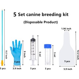 DIELLY 5 Set AI Artificial Insemination Dog Breeding Kit, Canine Breeding Kit, Dog Insemination Breeder Kit, Disposable Canine Artificial Insemination, Canine Breeding Supplies (5 Set, 15.7 inch) L
