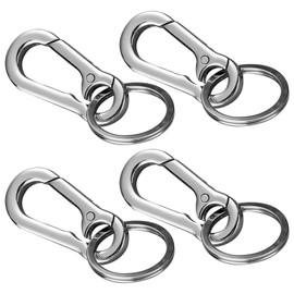 Rumyve 4 Pcs Metal Carabiner Clip Keychains - Rotating Clip Key Rings for Hiking, Camping, and Everyday Use - Unisex Key Holders for Cars