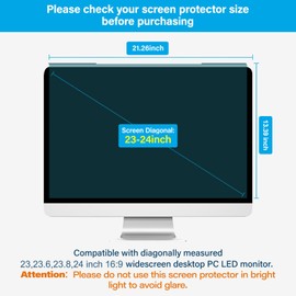 MOSISO 23-24 inch Computer Blue Light Blocking Screen Protector Anti-UV Eye Protection Filter Film Panel for Diagonal 23,23.6,23.8,24 inch 16:9 Widescreen Desktop PC LED Monitor(21.26x13.39 inch/LxW)