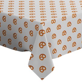 Q-Beans Rectangle Decorative Tablecloth [Size: 52 x 70 inch], Washable and Reusable Table Cloth Cover for Indoor and Outdoor (Pretzel Oktoberfest)