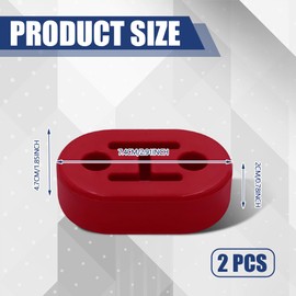 DWARFOO 2 PCS Car Rubber Exhaust Hanger, Heavy Duty Auto Exhaust Muffler Insulator Bushing, 2 Holes 0.47 Inch, High-Density Tailpipe Damping Hanger, Universal Car Accessories (Red)