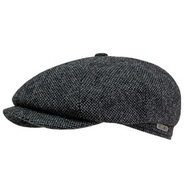 WEROR WEROR-432.1 Men's Flat Cap with Peak - Hat with Quilted Lining - 100% Wool - Autumn/Winter, charcoal