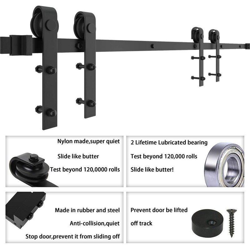 WINSOON 6FT Barn Door Hardware Kit: Double Sliding Door Hardware