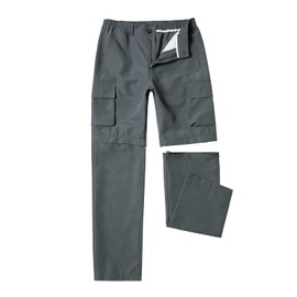 WZIKAI Mens Convertible Hiking Pants with Multi Pockets Waterproof Lightweight Quick Dry Zip Off Cargo Pants for Outdoor, Fishing, Safari Gray XXL