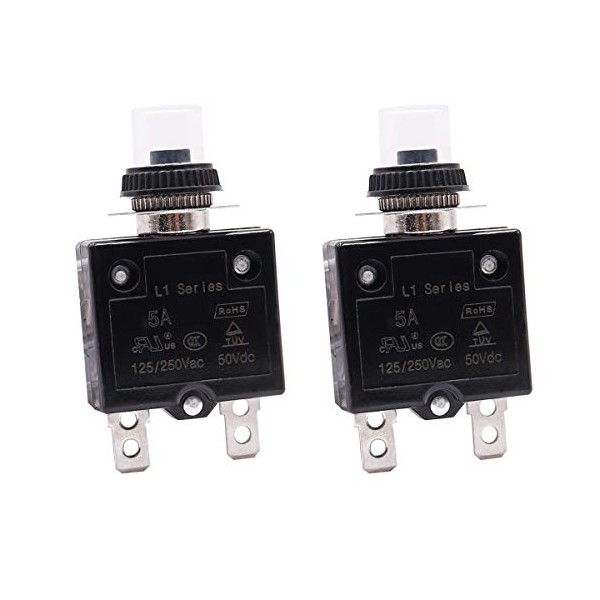 mxuteuk mxuteuk 2Pcs 5Amp Circuit Breakers Push Button Manual Reset