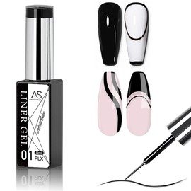 Black Gel Liner Nail Polish - UV/LED Soak-Off Varnish Line Pen for Drawing Swirl Art Decoration