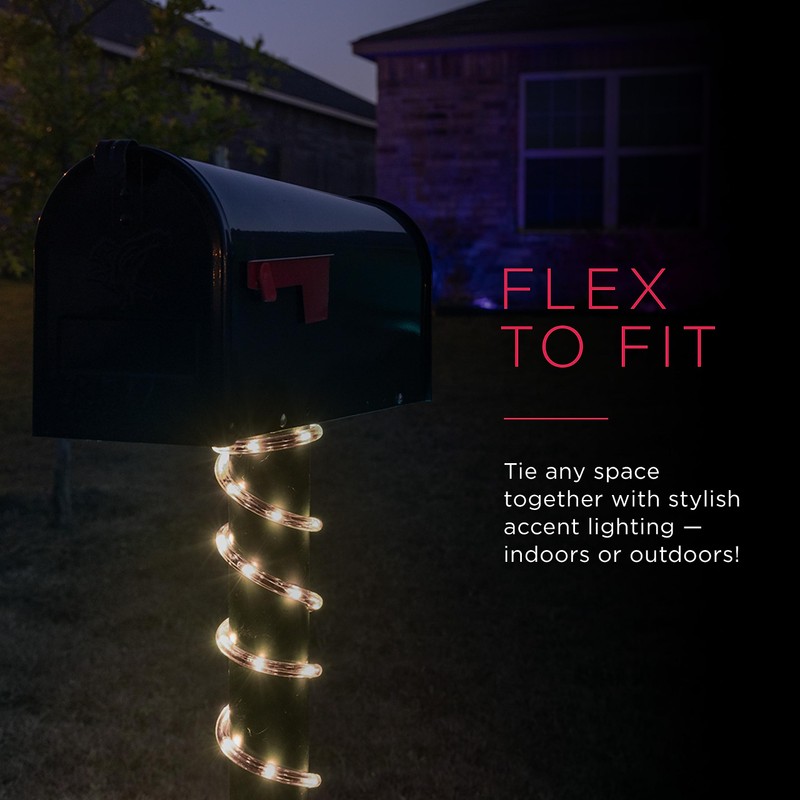 UltraPro LED Rope Lights, 50ft Premium Smoke Black Rope, Warm