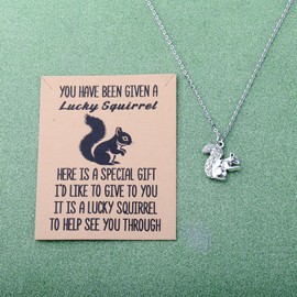 BLEOUK Squirrel Necklace Squirrel Lover Jewelry for Women Good Luck Squirrel Pendant Necklace (A Lucky Squirrel necklace)