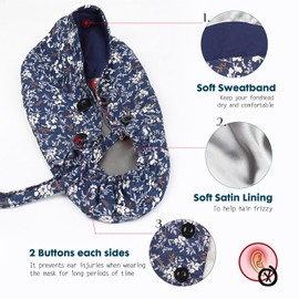 Yuest Yuest Satin Lined Scrub Caps with Buttons & Sweathand, Surgical Caps for Women