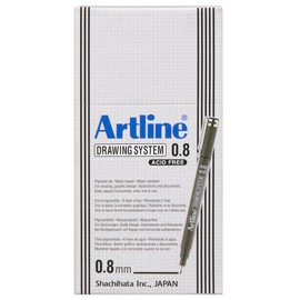 Artline Drawing System Zeichenstift, Strichbreite 0,8 mm, 12 Stück, Schwarz