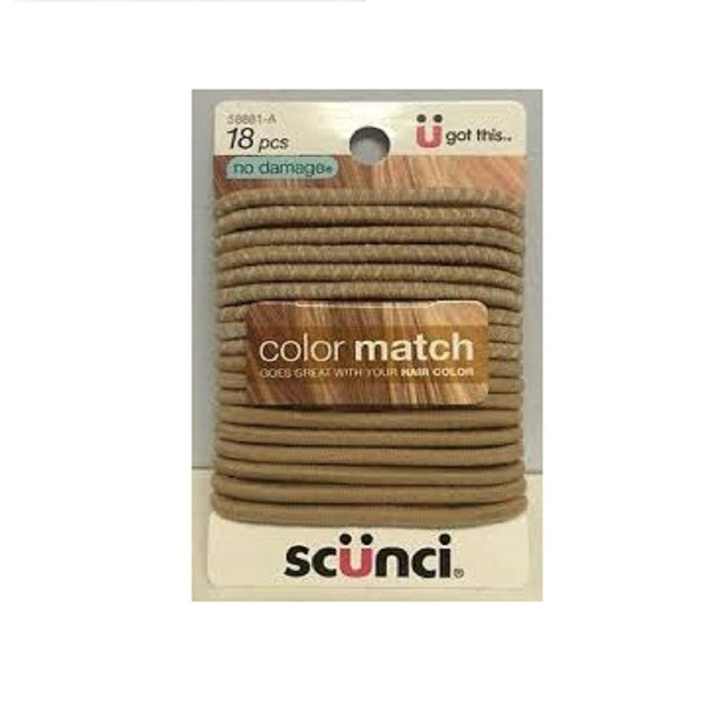 Scunci No-Damage, Color Match Elastics, Blonde, 18-Pcs per Pack (2-Pack)