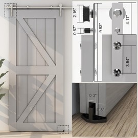 AONAYIOA 7.5FT Stainless Steel Sliding Barn Door Hardware Kit, Heavy Duty Sturdy Barn Door Hardware Track-Slide Smoothly and Silently, Easy to Install Fit for 45" Wide Single Wooden Door(I Shaped)