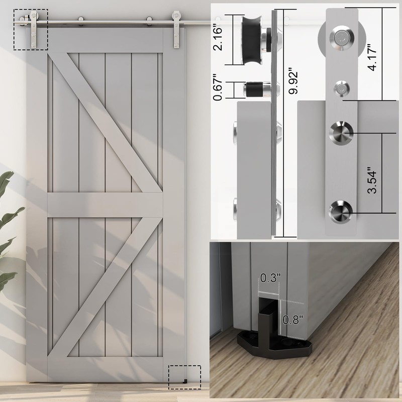 AONAYIOA 7.5FT Stainless Steel Sliding Barn Door Hardware Kit, Heavy