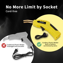 Cordless Plastic Welder Kit 40W, Plastic Repair Kit with 400 PCS Hot Stapler, 3-Temperature Setting 4.0 Ah Plastic Welding Kit with LED Light, plastic welder for Car Bumper, Plastic Repair (Yellow)