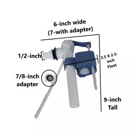 NUFLUSH Icera European Toilet Fill Valve, for Hidden Cistern Toilets w 7/8-inch Adapter