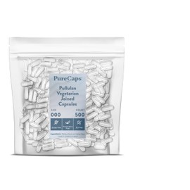 PureCaps USA - Empty Vegetarian Vegan Pullulan Pill Capsules Size 000, 500 Empty Joined Pullulan Pills, Clear, Non-GMO Certified, SLS Free, Gluten Free, Preservative Free Pill Capsules