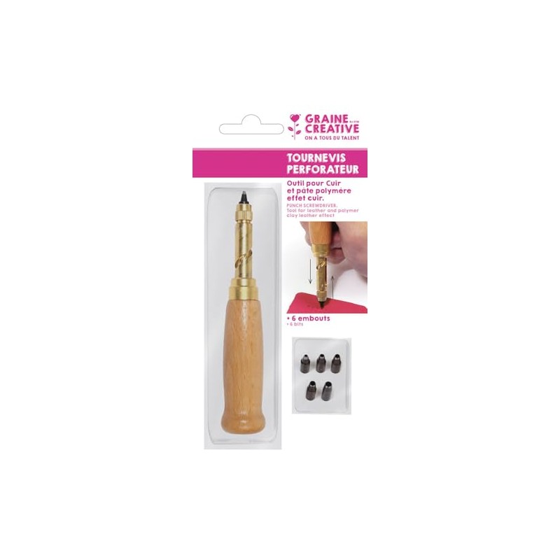 Punch screwdriver for leather and polymer clay