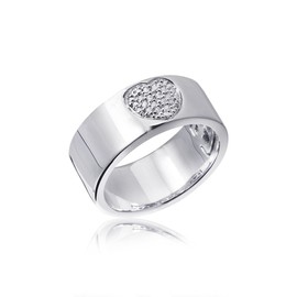 Materia #SR-143 Women's Band Ring Heart Love 925 Sterling Silver Ring Zirconia White Rhodium-Plated, Zirconia, Cubic Zirconia