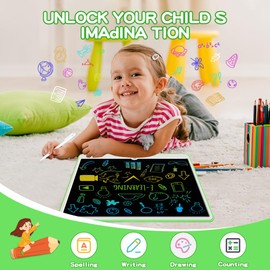 LCD Writing Tablet for Kids, 19 inch Colorful Doodle Board for Kids 3 4 5 6 7 8 9 with Rechargeable and Touch Delete Reusable Portable Drawing Board, Educational and Learning Toys for Kids Green