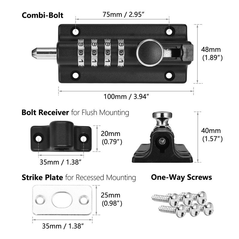 Kitmose 2 Pack Black Combination Lock, Rust Resistant, 4 Digit