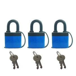 SEPOX® Waterproof & Weather-Resistant Heavy-Duty Outdoor Padlock - Keyed Alike, Triple-Pack, 44mm 1.75-inch with Blue Protective Cover for Maximum Security in Home, Garden Shed, Garage, and Gate