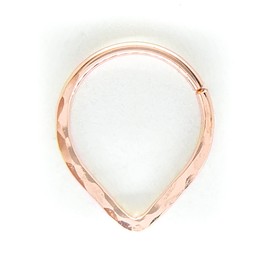 Septum Ring Rose Gold Filled Triangle Shaped Hammered Piercing Nose Hoop 18 gauge Custom Size