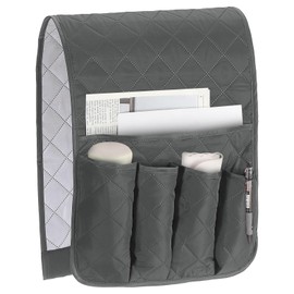 uxcell 1 Pcs Recliner Armchair Caddy, Couch Armrest Organizer with 5 Pockets for Bedside Sofa Remote Control Holders Magazine Phone Book Glasses (Gray, 35"x13")