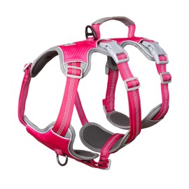 Huntboo Escape Proof Dog Harness Medium, Anti-Pull Dog Harness with Handle, Breathable, Adjustable Dog Harness Small Dog, Reflective Harnesses for Large Dogs Outdoor, Walking, Training (Rose red, M)