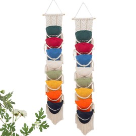 RUIZHIXUAN Macrame Cap Holder, Boho Hats organizer for baseball Caps, Hat Rack for Wall Hanging Decoration, Cap Rack for collection Display, Handmade Cap Hanger Storage Organizer (2Pcs-Eight hats)