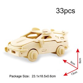 Georgie Porgy 3D Wooden Puzzle Animal Building Blocks For Children Jigsaw Educational Toy Gift (JP235 Cars)