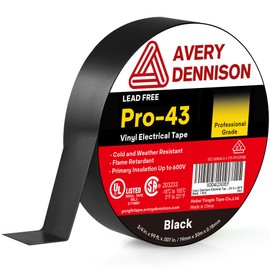 Avery Dennison Electrical Tape, Professional Grade PVC Electric Tape, UL/CSA Listed Insulating Vinyl Tape for Electrical, Repairs, Automotive and Equipment, Pro-43, ¾ in x 99 ft, Black, 1 Roll