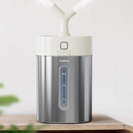 Feekaa Stainless Steel Humidifier, 4L/1Gal Cool Mist Humidifiers for Bedroom up to 500 sq ft, Easy Clean Dishwasher Safe Humidifiers for Baby, Humidifier Large Room Nursery Living Room Office, White