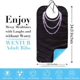 Adult Bibs for Women Washable Reusable - Waterproof Adult Bibs for Eating with Crumb Catcher - Adjustable Dining Clothing Protectors for Adults Seniors Elderly (Necklace Bibs -3 Pack)